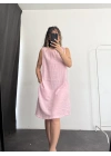 Bondia Keten Elbise -Pembe