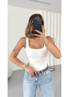 Bonne Kare Yaka Bodysuit - Beyaz