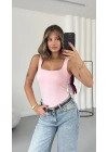 Bonne Kare Yaka Bodysuit - Pembe