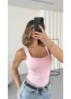 Bonne Kare Yaka Bodysuit - Pembe