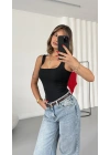 Bonne Kare Yaka Bodysuit - Siyah