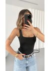 Bonne Kare Yaka Bodysuit - Siyah