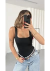 Bonne Kare Yaka Bodysuit - Siyah