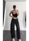 Boom Düşük Bel Baggy Jean - Füme