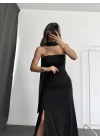 Camellia Şal Detay Elbise - Siyah