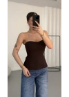 Camila Straplez Bluz - Kahve