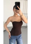 Camila Straplez Bluz - Kahve