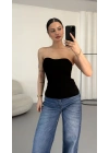 Camila Straplez Bluz - Siyah
