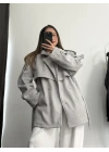 Carolin Kısa Kaban - Gri