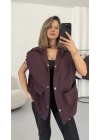 Cate Oversize Yelek - Bordo