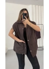 Cate Oversize Yelek - Kahve