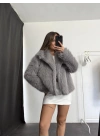 Celin Peluş Kürk - Gri