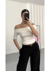 Celine Madonna Yaka Crop - Beyaz