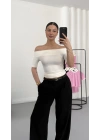 Celine Madonna Yaka Crop - Beyaz