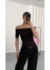 Celine Madonna Yaka Crop - Siyah