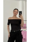 Celine Madonna Yaka Crop - Siyah