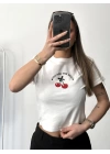 Cherry Tshirt - Beyaz