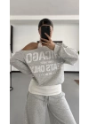 Chicago Atlet Detaylı Sweatshirt - Gri