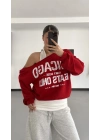 Chicago Atlet Detaylı Sweatshirt - Kırmızı