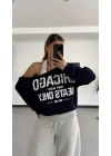 Chicago Atlet Detaylı Sweatshirt - Lacivert