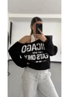 Chicago Atlet Detaylı Sweatshirt - Siyah