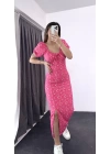 Çıtır Desen Madonna Elbise - Pembe