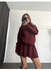 Clara Pileli Triko Takım - Bordo