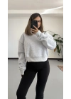 Cloe Balıkçı Yaka Sweatshirt - Gri Melanj