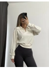 Cloe Polo Yaka Sweatshirt - Beyaz