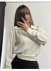 Cloe Polo Yaka Sweatshirt - Beyaz