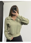 Cloe Polo Yaka Sweatshirt - Haki