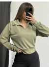 Cloe Polo Yaka Sweatshirt - Haki