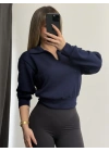 Cloe Polo Yaka Sweatshirt - Lacivert