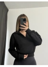Cloe Polo Yaka Sweatshirt - Siyah