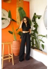 Crop Keten Takım - Siyah