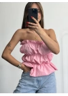 Dalia Büzgülü Straplez - Pembe