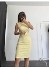Daphne Tek Omuz Elbise - Sarı