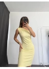 Daphne Tek Omuz Elbise - Sarı