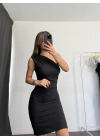 Daphne Tek Omuz Elbise - Siyah