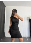 Daphne Tek Omuz Elbise - Siyah