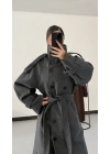 Dik Yaka Long Kaşe Kaban - Antrasit