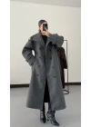 Dik Yaka Long Kaşe Kaban - Antrasit