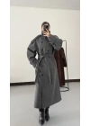 Dik Yaka Long Kaşe Kaban - Antrasit