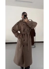Dik Yaka Long Kaşe Kaban - Vizon
