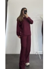 Düğme Detay Tunik Takım - Bordo