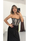 Eilish Dantel Korseli Elbise - Siyah