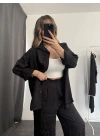 Elena Desenli Gömlek Takım - Siyah