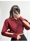 Elia Bağlamalı Gömlek - Bordo