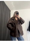 Ella Kürklü Ceket - Kahve