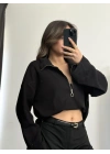 Eloise Fermuarlı Bluz - Siyah